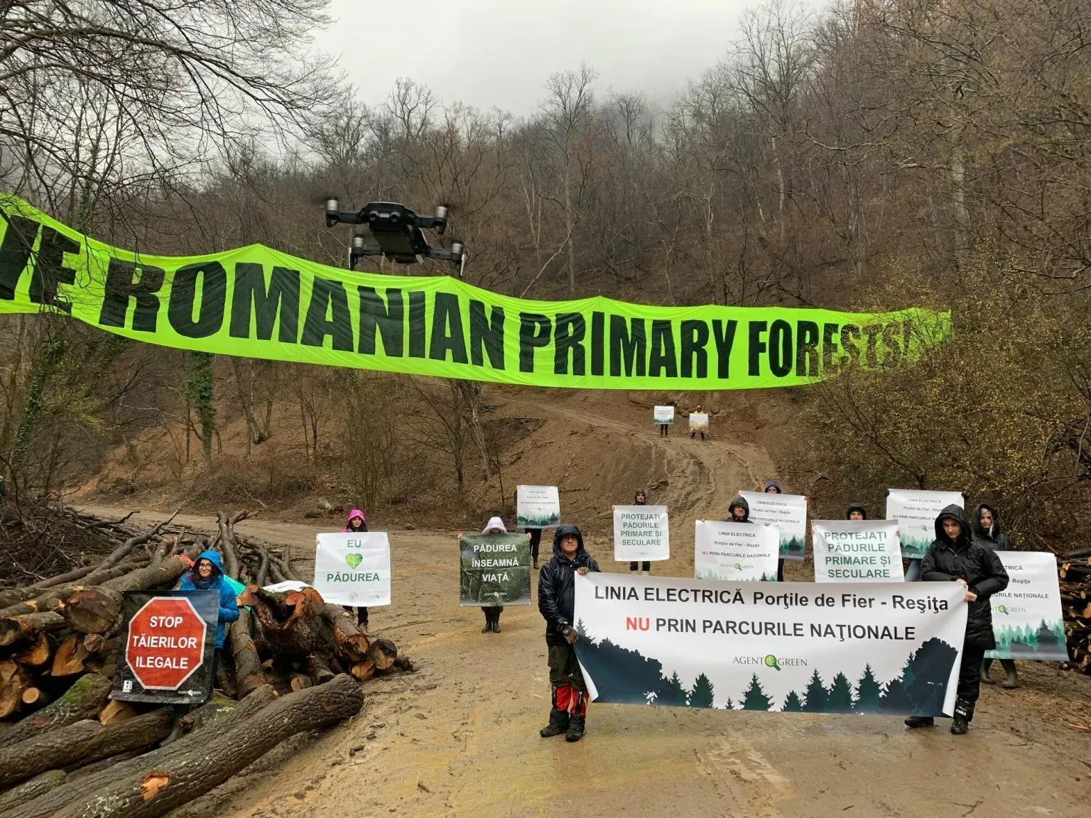 Agent Green protest against the Transelectrica power line through protected areas