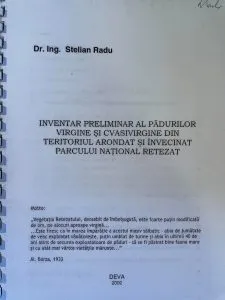 Coperta Inventarului preliminar al pădurilor virgine și cvasivirgine din teritoriul arondat și învecinat Parcului Național Retezat.